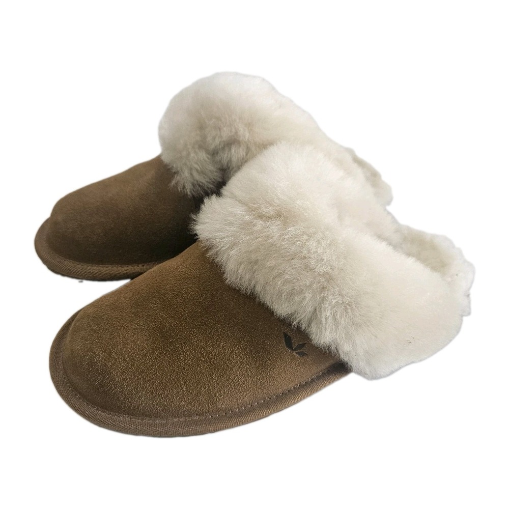 Koolaburra UGG Shearling Slippers Women (6) Suede Scuff Slide Milo Caramel Brown